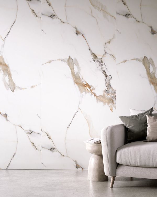 Carrara Marble panel shown in a room